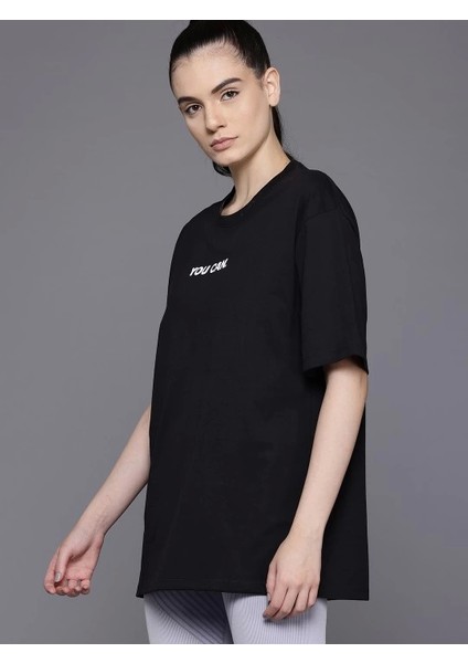 Baskılı Oversize T-Shirt - Siyah