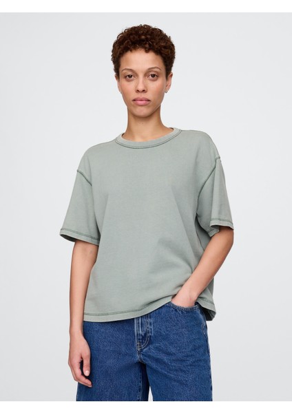 Erkek Yeşil Heavyweight Crop T-Shirt