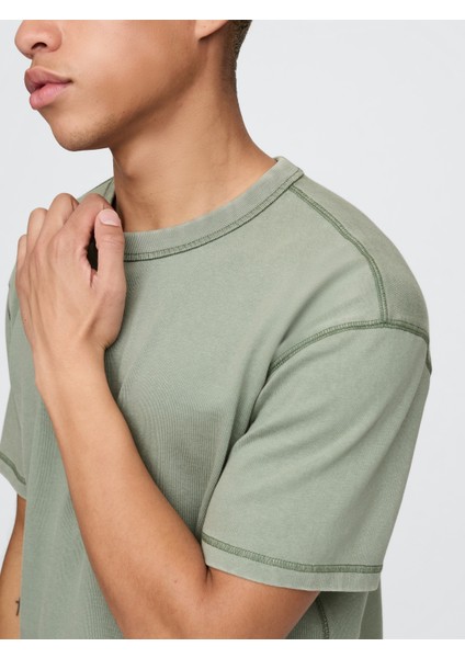Erkek Yeşil Heavyweight Crop T-Shirt