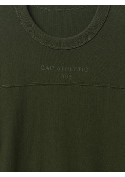 Erkek Haki Oversized Athletic Logo T-Shirt modelleri