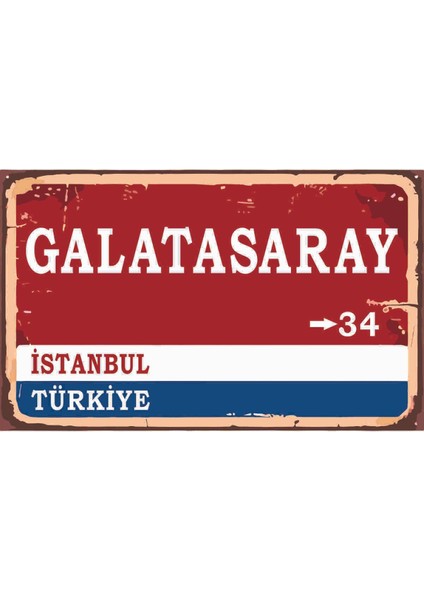 Galatasaray Yön Tabelası Retro Vintage Ahşap