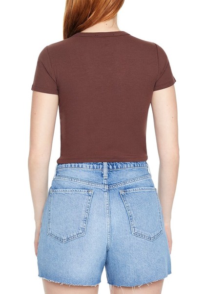 F21 Yuvarlak Yaka Crop Top Tişört