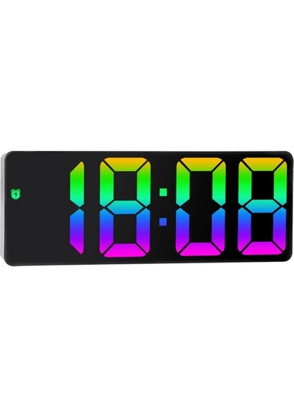 LED Dijital Masa Saati Alarm Termometre Tarih Masaüstü Saat Gökkuşağı