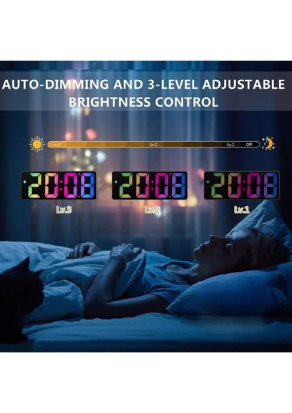 LED Dijital Masa Saati Alarm Termometre Tarih Masaüstü Saat Gökkuşağı