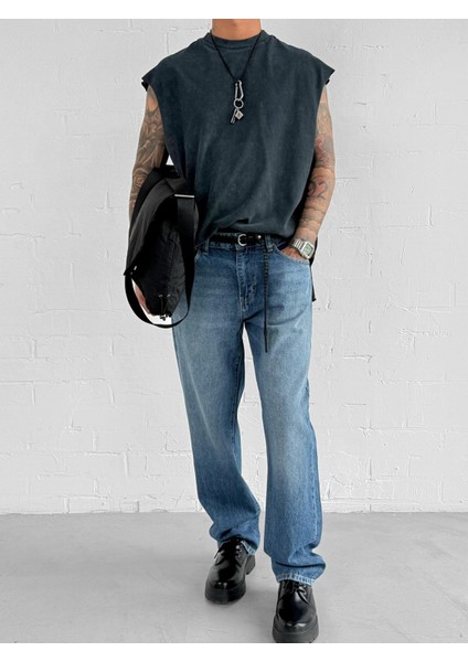 Erkek Oversize Yıkamalı Kolsuz T-Shirt Siyah fiyatları
