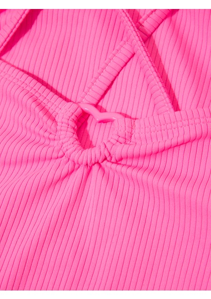 Kız Çocuk Pembe Askılı Mayo
