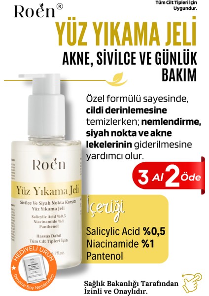 Yüz Yıkama Jeli Sivilce, Siyah Nokta Karşıtı Yüz Yıkama Jeli Salicylic Acid %0,5 Panthenol %1 200ML