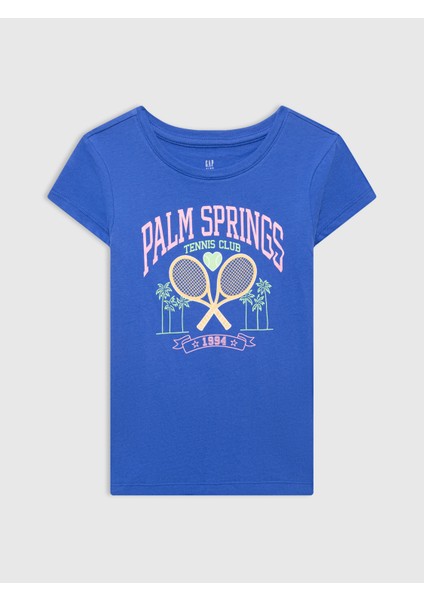 Kız Çocuk Mavi Gap Logo T-Shirt