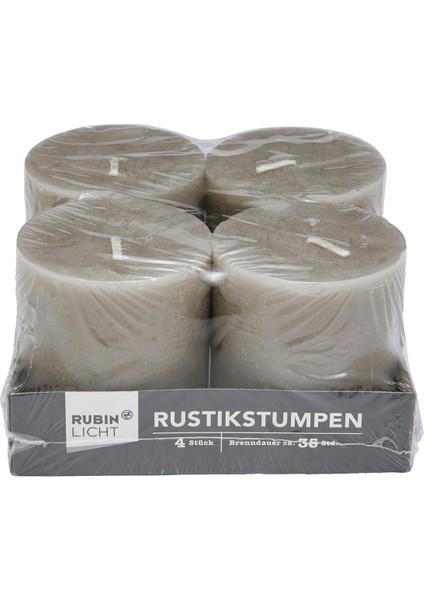 Mum Silindir Rustik 80 x 70 Taş Rengi 4'lü