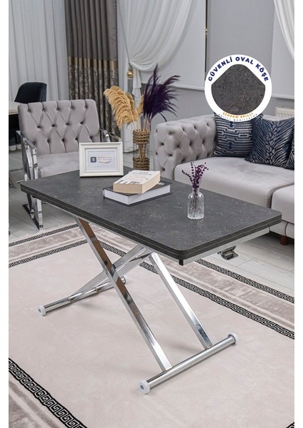 Home Üst Tabla Mdf Kartal Oval Köşe Alt Ayak Krom