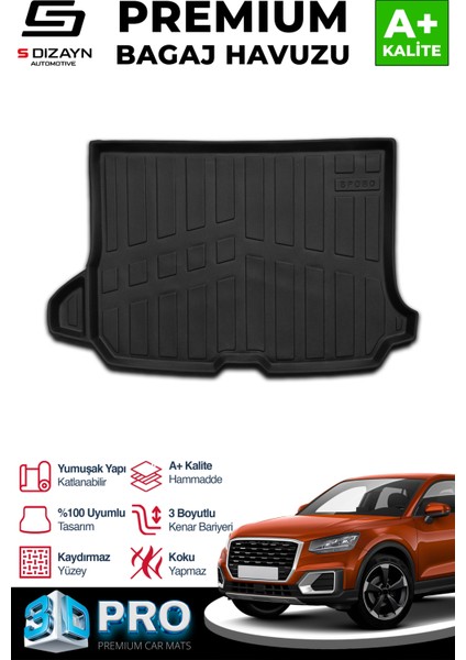 Audi Q2 3D Pro Bagaj Havuzu 2016 Üzeri A+ Kalite