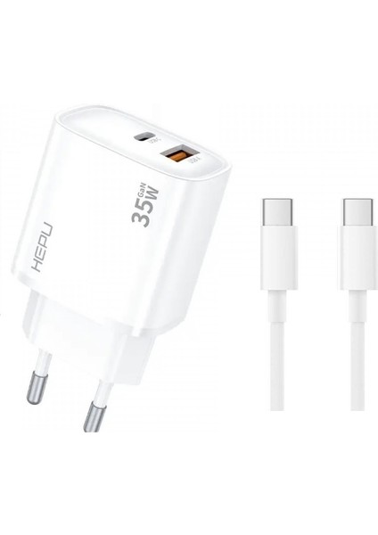 HP-C30 35 Watt Gan Şarj Adaptörü 2-Port Fast Charger Hızlı Şarj Adaptörü Dual-Port Charger