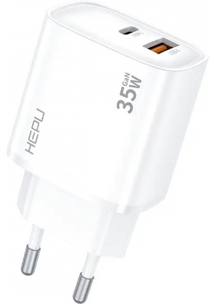 HP-C30 35 Watt Gan Şarj Adaptörü 2-Port Fast Charger Hızlı Şarj Adaptörü Dual-Port Charger