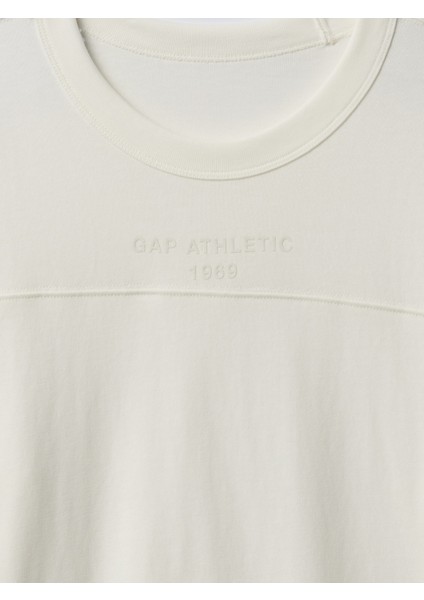 Erkek Kırık Beyaz Oversized Athletic Logo T-Shirt modelleri