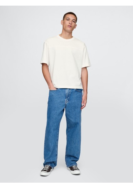 Erkek Kırık Beyaz Oversized Athletic Logo T-Shirt indirimleri