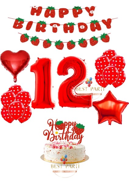 Çilek Temalı Doğum Günü Parti Seti Yaş 12