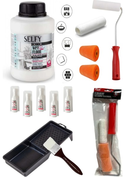 Selfy Decor Islak Zemin Boyası Antik Beyaz 1250 ml Tezgah,fayans,granit,mermer,seramik Boyama Seti