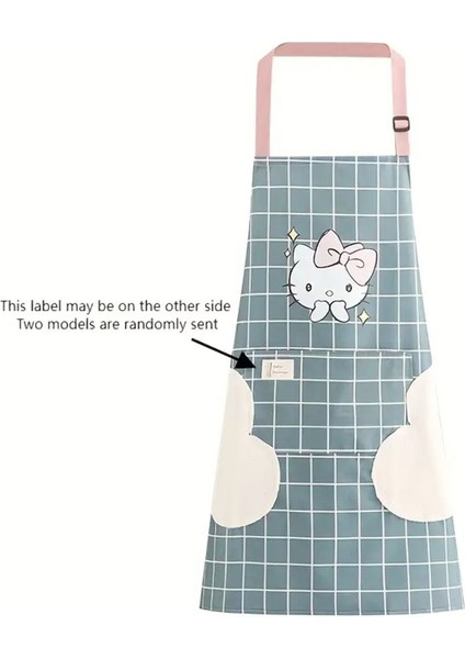 Sanrio Hello Kitty Havlulu Cepli Su Geçirmez Boyama Mutfak Yemek Yapma Bulaşık Yıkama Önlüğü