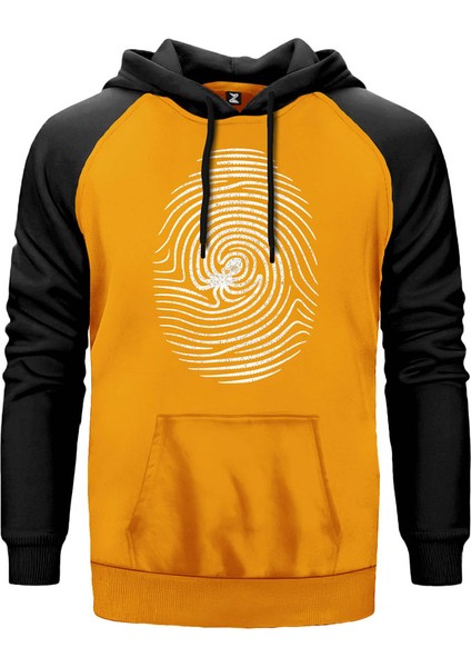 Octopus Print Sarı Renk Reglan Kol Kapşonlu Sweatshirt