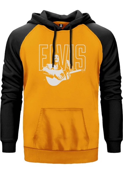 Elvis Presley Guitar Sarı Renk Reglan Kol Kapşonlu Sweatshirt