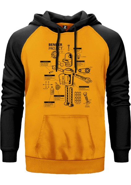 Bender Project Sarı Renk Reglan Kol Kapşonlu Sweatshirt