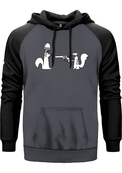 Sincap Hands Up Gri Renk Reglan Kol Kapşonlu Sweatshirt