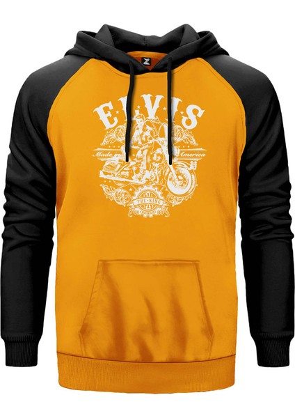 Elvis Made In America Sarı Renk Reglan Kol Kapşonlu Sweatshirt