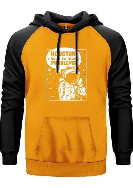 Houston Problems Sarı Renk Reglan Kol Kapşonlu Sweatshirt