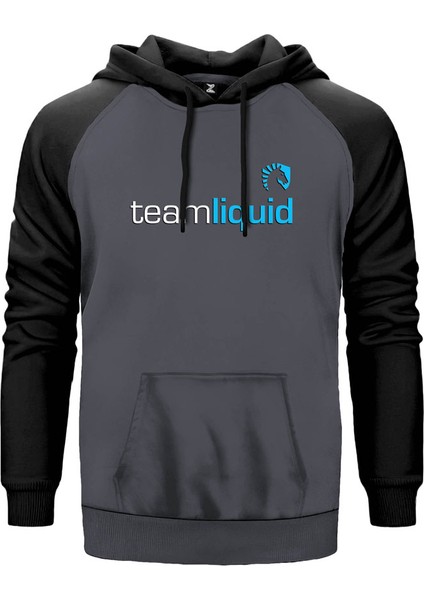 Team Liquid Gri Renk Reglan Kol Kapşonlu Sweatshirt
