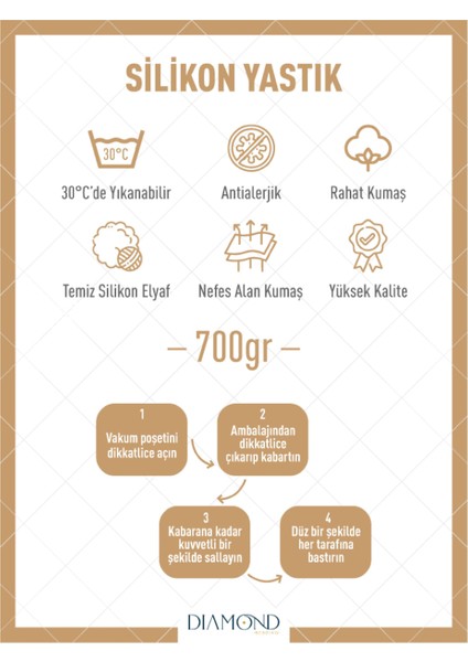 4 Adet Silikon Yastık 700 gr Mikrofiber Kumaş Silikon Elyaf Dolgulu Ev Otel 4'lü Çeyiz Yastığı modelleri
