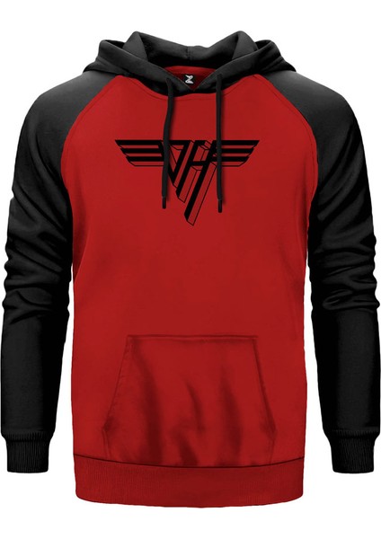 Van Halen 3D Logo Kırmızı Renk Reglan Kol Kapşonlu Sweatshirt