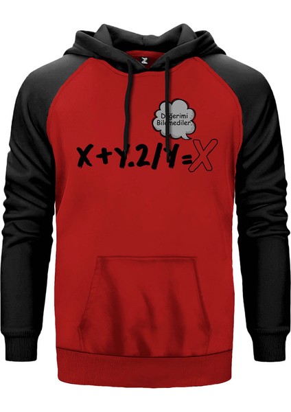 Değerimi Bilemediler Kırmızı Renk Reglan Kol Kapşonlu Sweatshirt