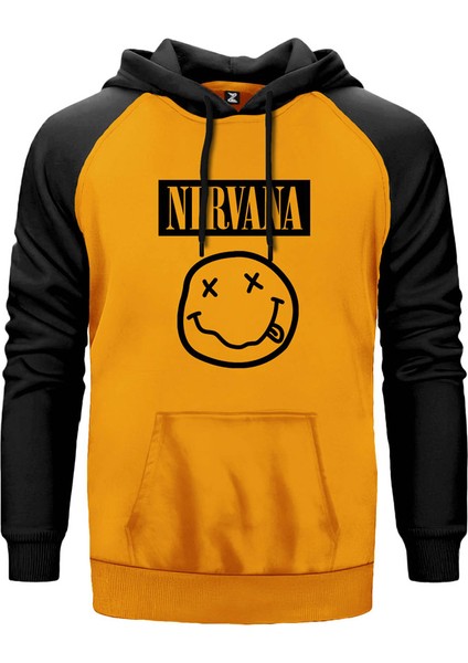 Nirvana Smile Sarı Renk Reglan Kol Kapşonlu Sweatshirt