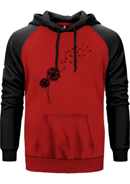 Seed Blowing In Wind Kırmızı Renk Reglan Kol Kapşonlu Sweatshirt