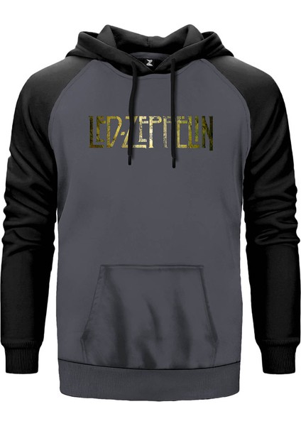 LED Zeppelin Wall Gri Renk Reglan Kol Kapşonlu Sweatshirt