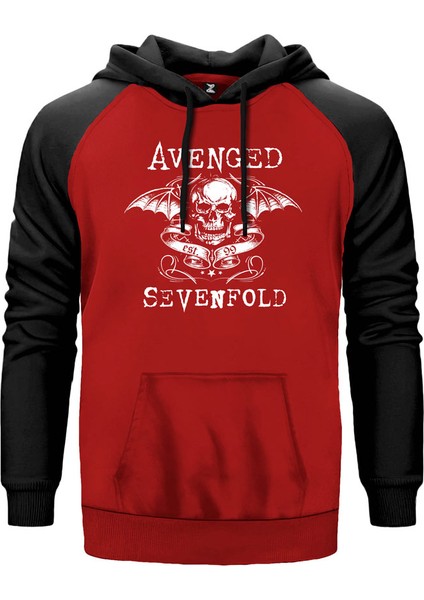 Avenged Sevenflod Est 99 Kırmızı Renk Reglan Kol Kapşonlu Sweatshirt