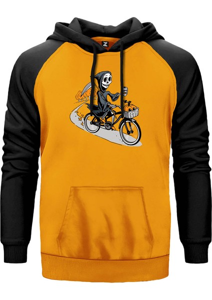 Bike Skeleton Sarı Renk Reglan Kol Kapşonlu Sweatshirt