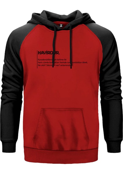 Hayirdur Açıklama Kırmızı Renk Reglan Kol Kapşonlu Sweatshirt