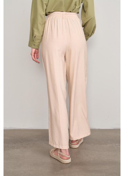 7392 Bayan Bol Paça Tencel Pantolon Vizon