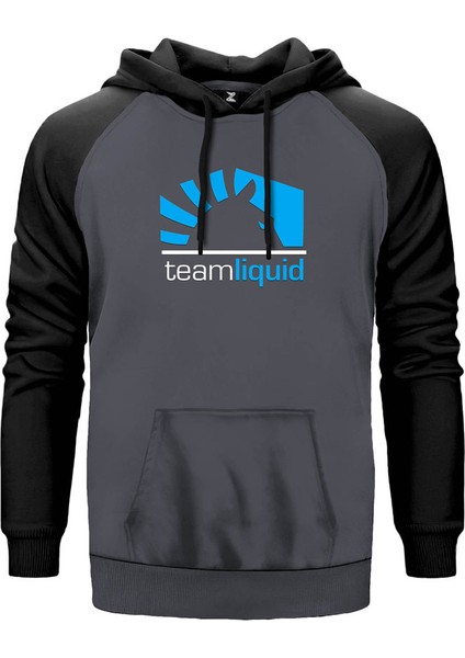 Team Liquid Half Gri Renk Reglan Kol Kapşonlu Sweatshirt