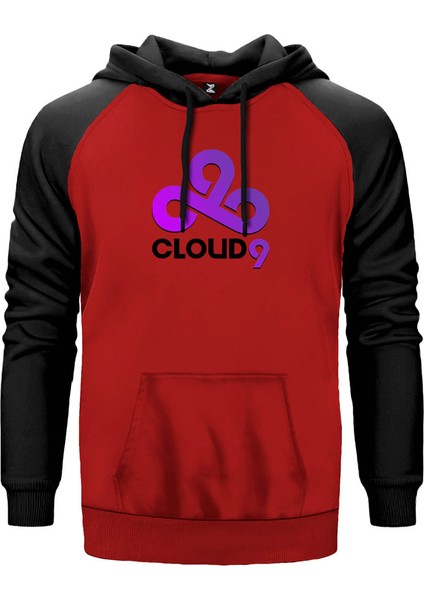 Could9 Purple Kırmızı Renk Reglan Kol Kapşonlu Sweatshirt