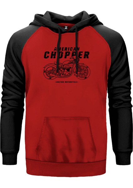 American Chopper Kırmızı Renk Reglan Kol Kapşonlu Sweatshirt