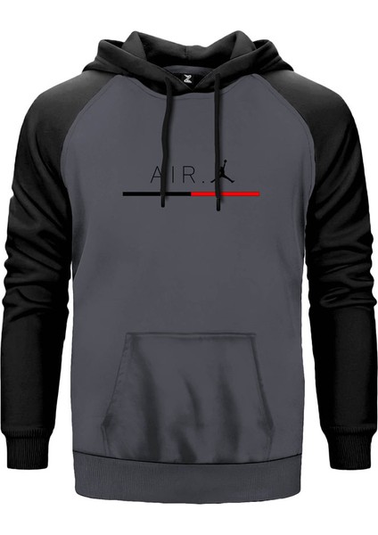 Air Jordan Line Gri Renk Reglan Kol Kapşonlu Sweatshirt