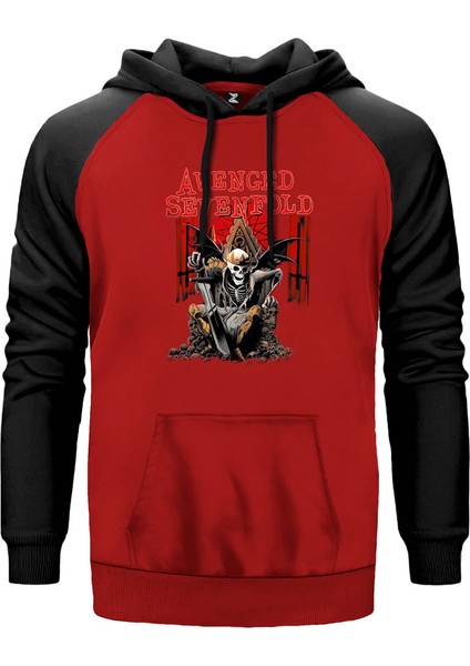 Avenged Sevenfold Hail To The King Kırmızı Renk Reglan Kol Kapşonlu Sweatshirt