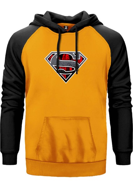 Superman Dark Legend Sarı Renk Reglan Kol Kapşonlu Sweatshirt