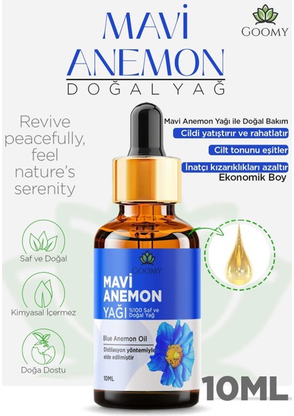 Mavi Anemon Yağı Distilasyon Doğal Bitkisel Uçucu Yağ Blue Anemone Oil 10ml