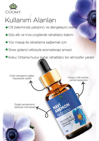 Mavi Anemon Yağı Distilasyon Doğal Bitkisel Uçucu Yağ Blue Anemone Oil 10ml