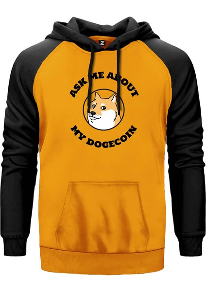 My Dogecoin Kripto Sarı Renk Reglan Kol Kapşonlu Sweatshirt