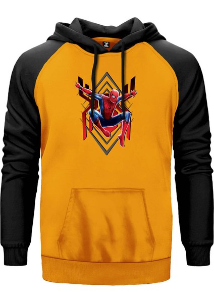 Spiderman Jump Sarı Renk Reglan Kol Kapşonlu Sweatshirt