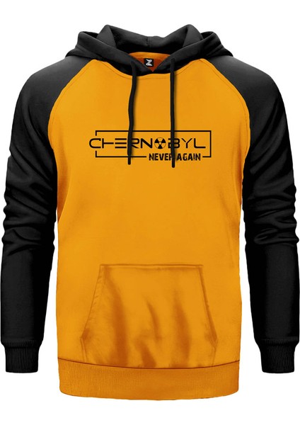 Chernobyl Never Again Sarı Renk Reglan Kol Kapşonlu Sweatshirt